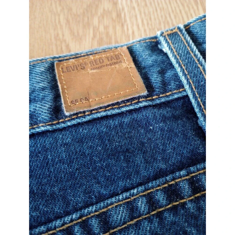 Vintage Levi's Red Tab Denim Jean Skirt Size 12 Blue 100% Cotton Knee Length USA